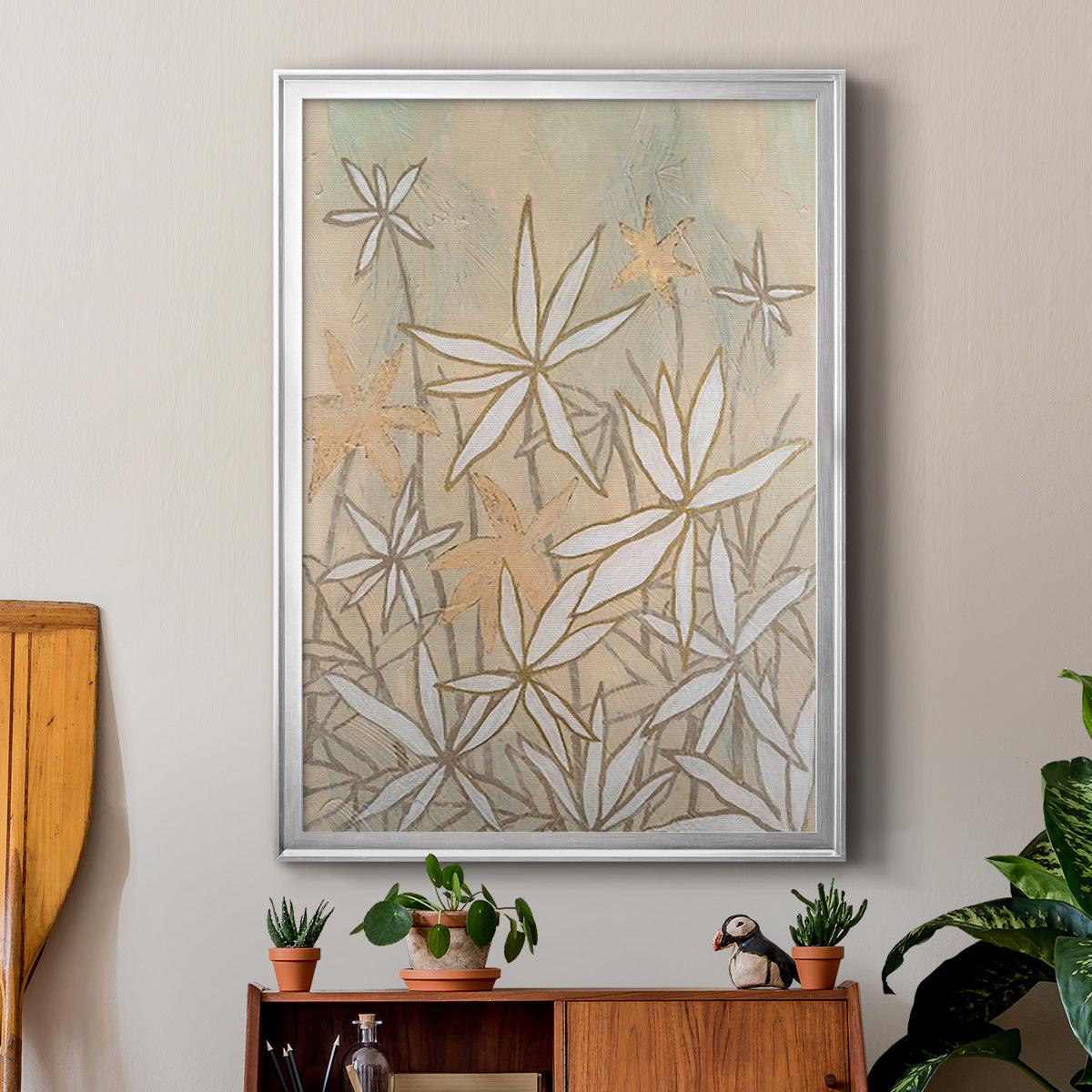 Embellished Starburst Bloom I - Modern Framed Canvas Print