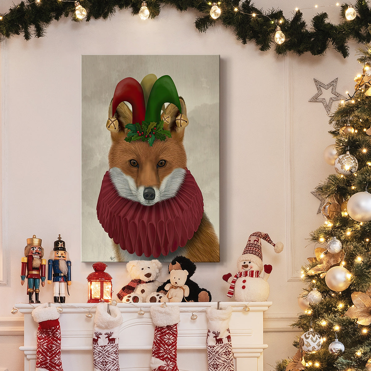 Christmas Foxy Christmas Fool - Gallery Wrapped Canvas