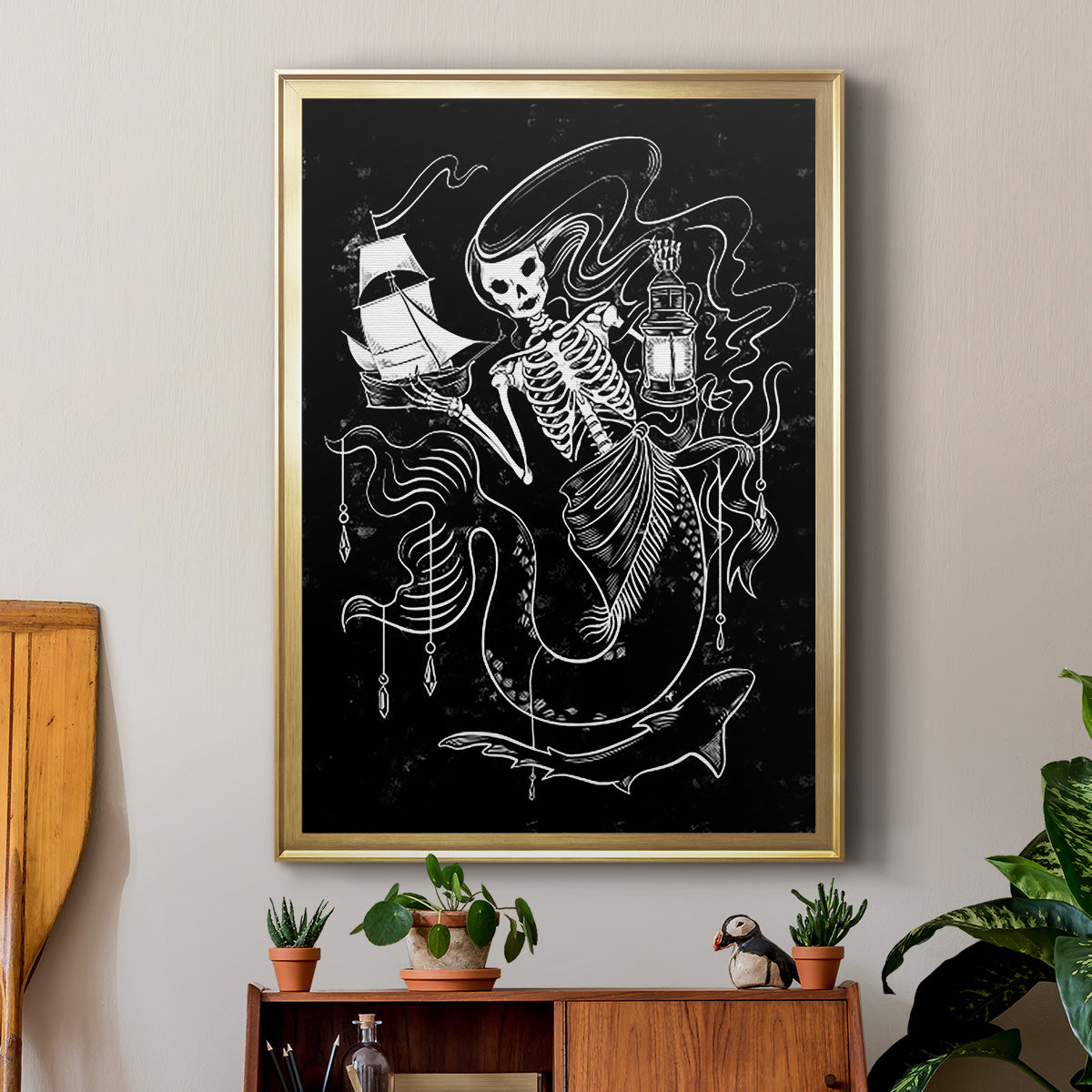 Pirate Mermaids I - Modern Framed Canvas Print