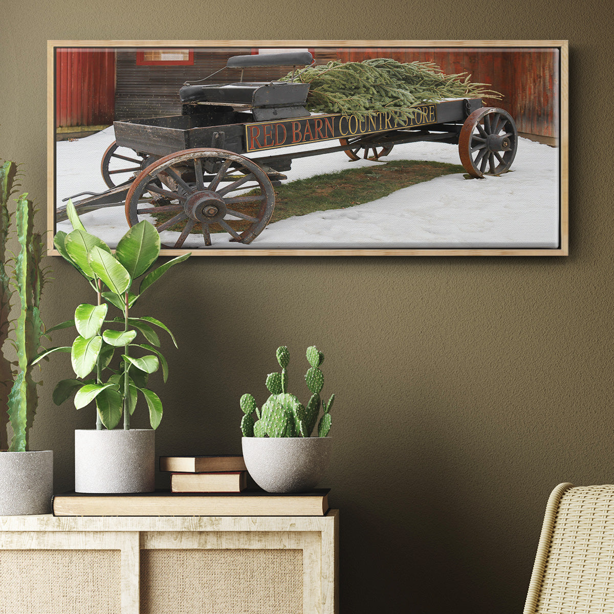 Country Store Wagon - Floater Framed Canvas Print
