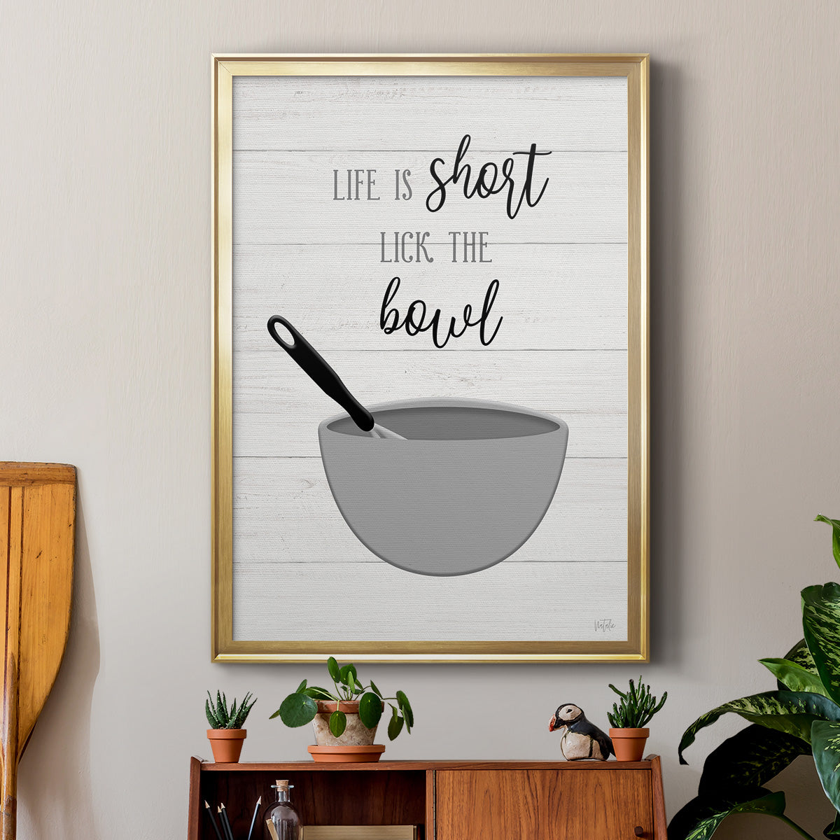Lick the Bowl - Modern Framed Canvas Print