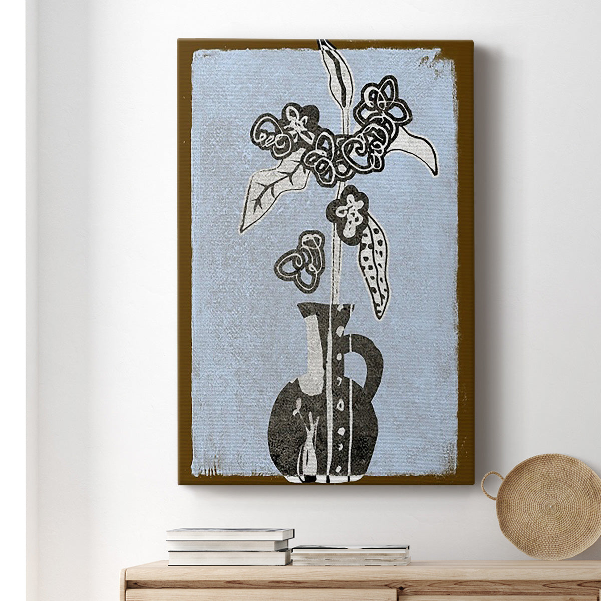 Graphic Flowers in Vase I Premium Gallery Wrapped Canvas - Ready to Hang