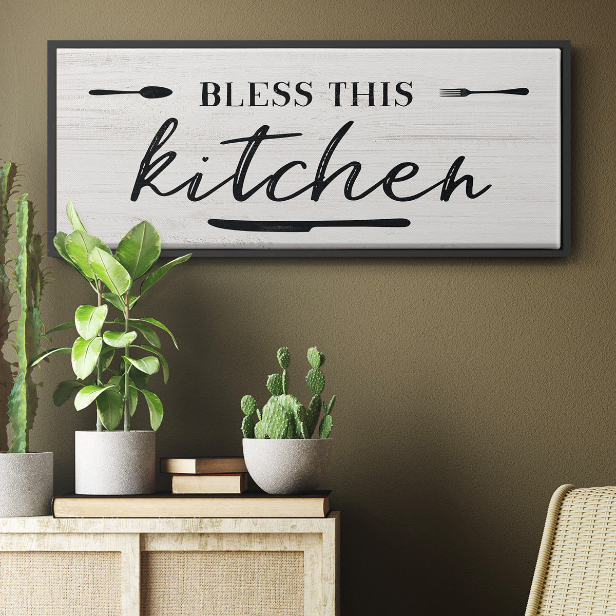 Bless this Kitchen - Floater Framed Canvas Print