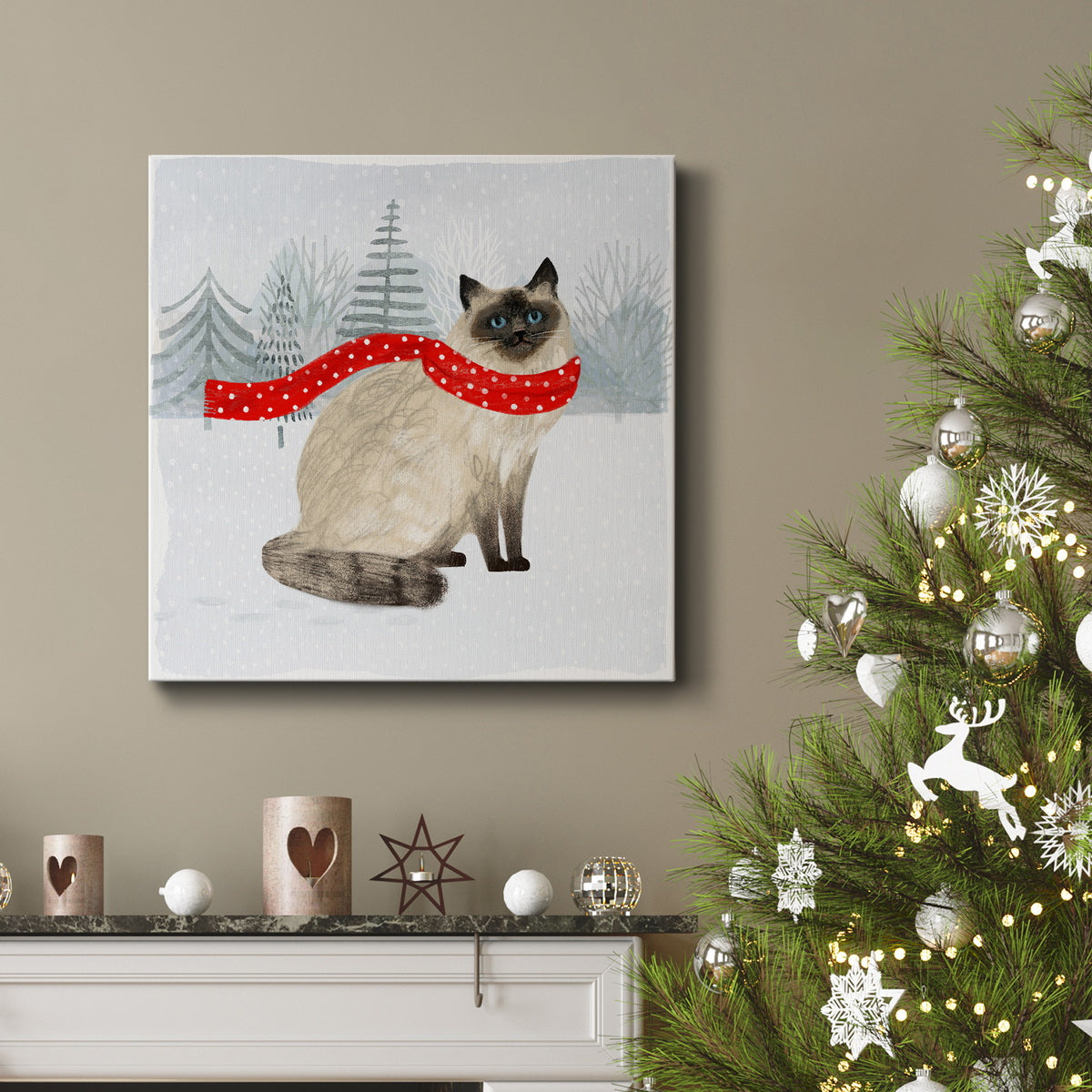 Christmas Cats and Dogs III-Premium Gallery Wrapped Canvas - Ready to Hang