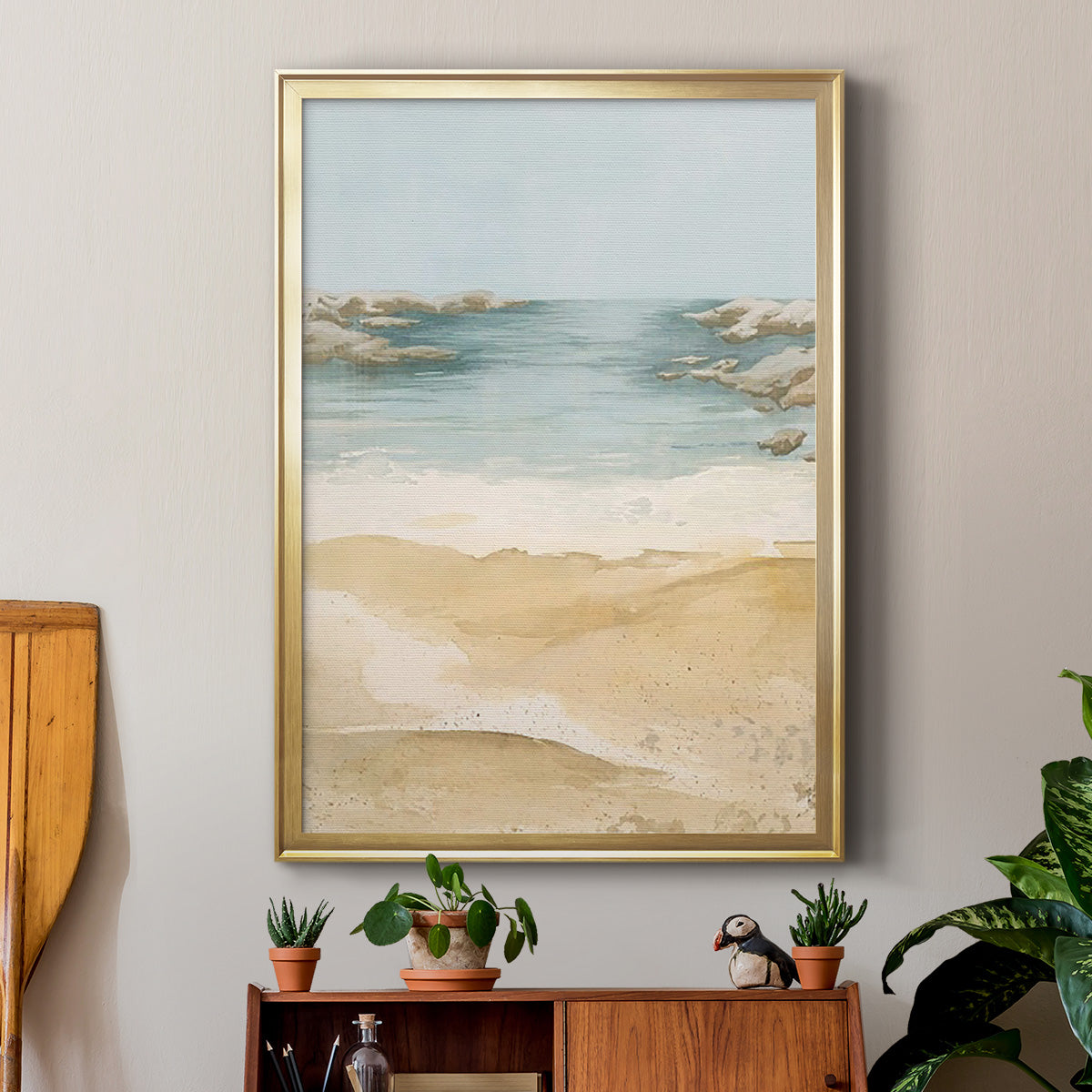 Tranquil Beach II - Modern Framed Canvas Print