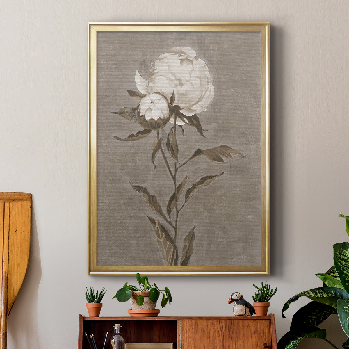 Pretty As A Peony II - Modern Framed Canvas Print