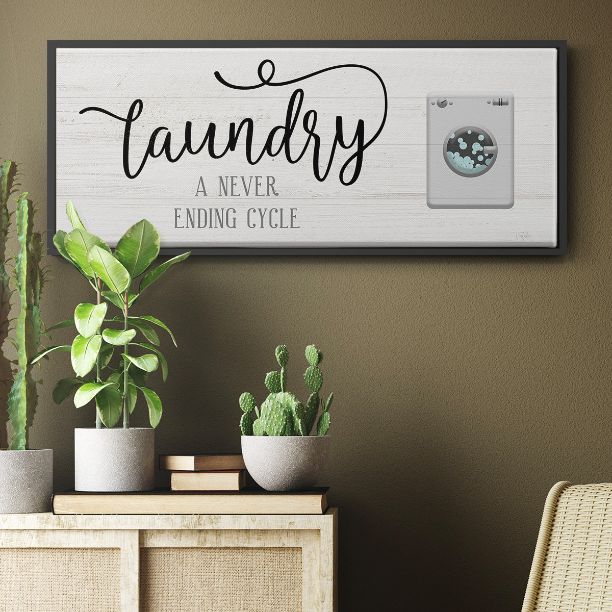 Never Ending Laundry - Floater Framed Canvas Print