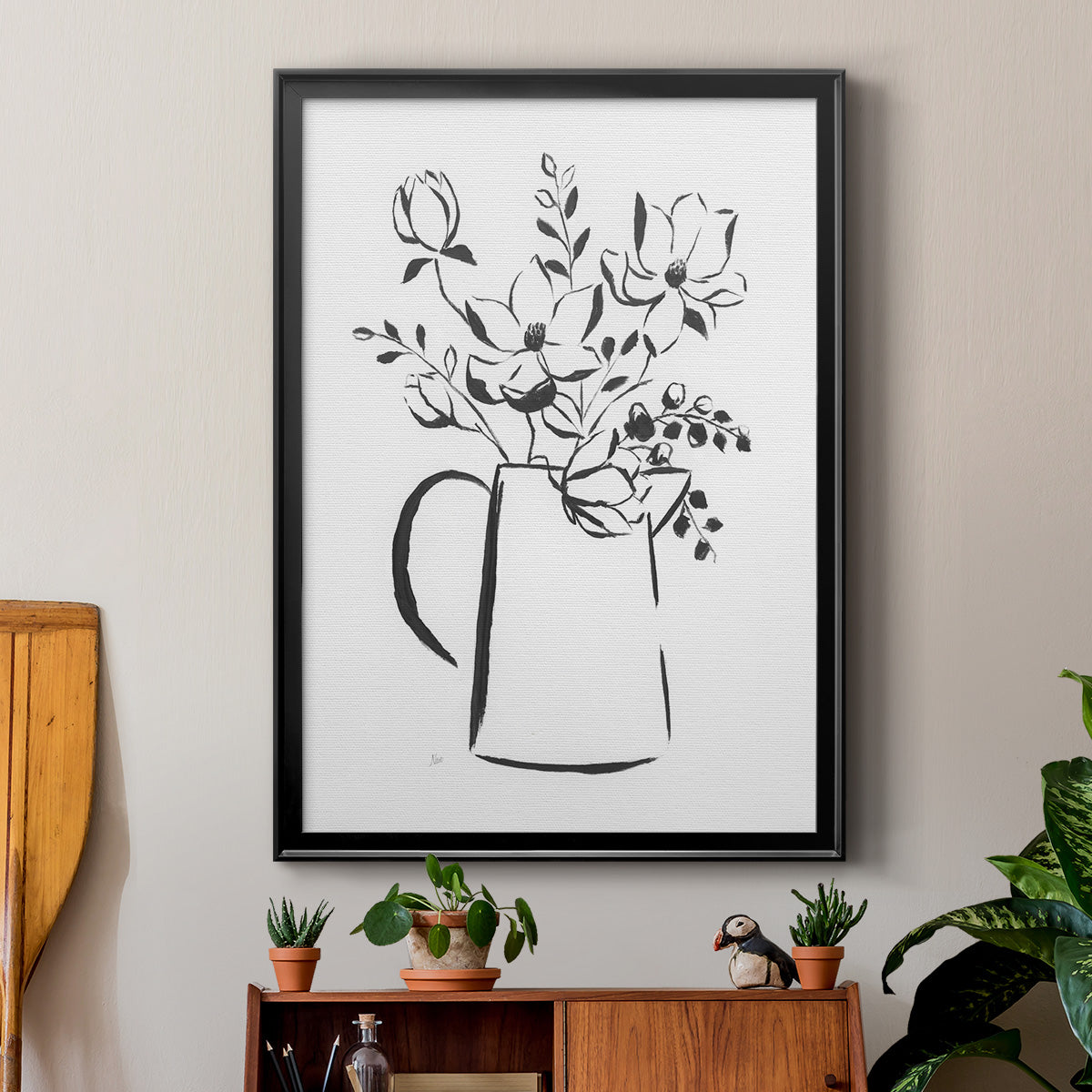 Sketchy Bouquet I - Modern Framed Canvas Print