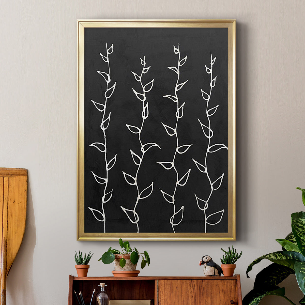 Ivory Vines I - Modern Framed Canvas Print