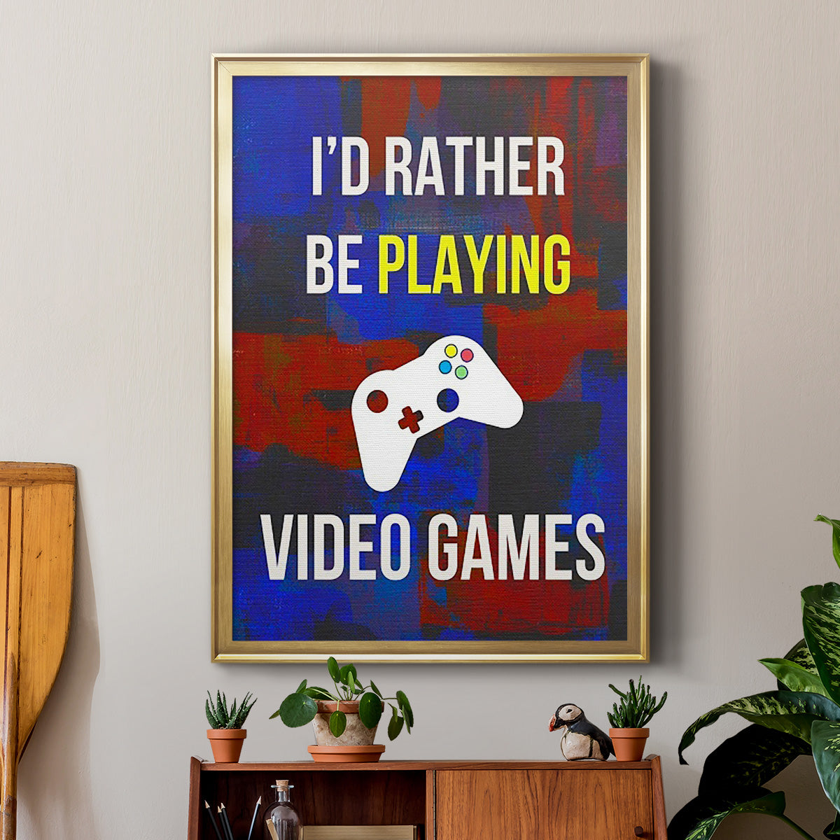 Gamer at Play III - Modern Framed Canvas Print