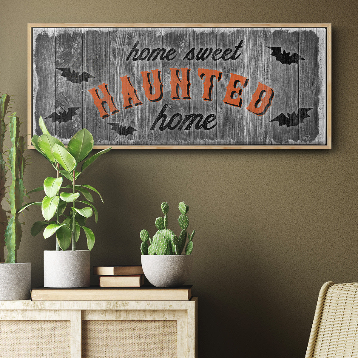 Home Sweet Haunted - Floater Framed Canvas Print