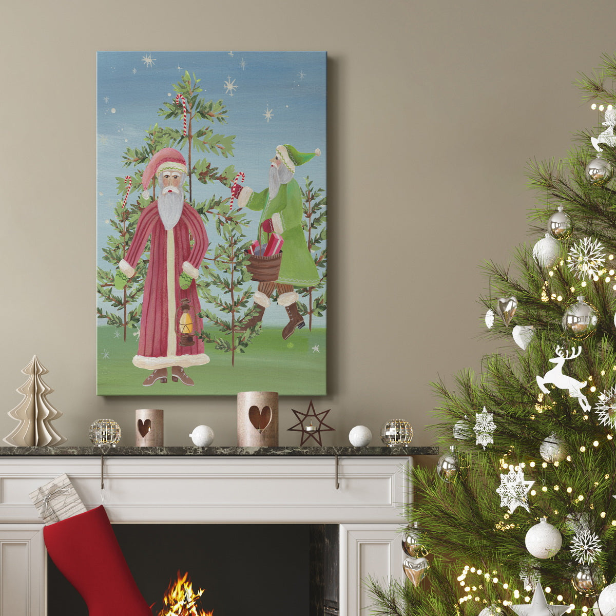 Folksy Father Christmas I Premium Gallery Wrapped Canvas - Ready to Hang