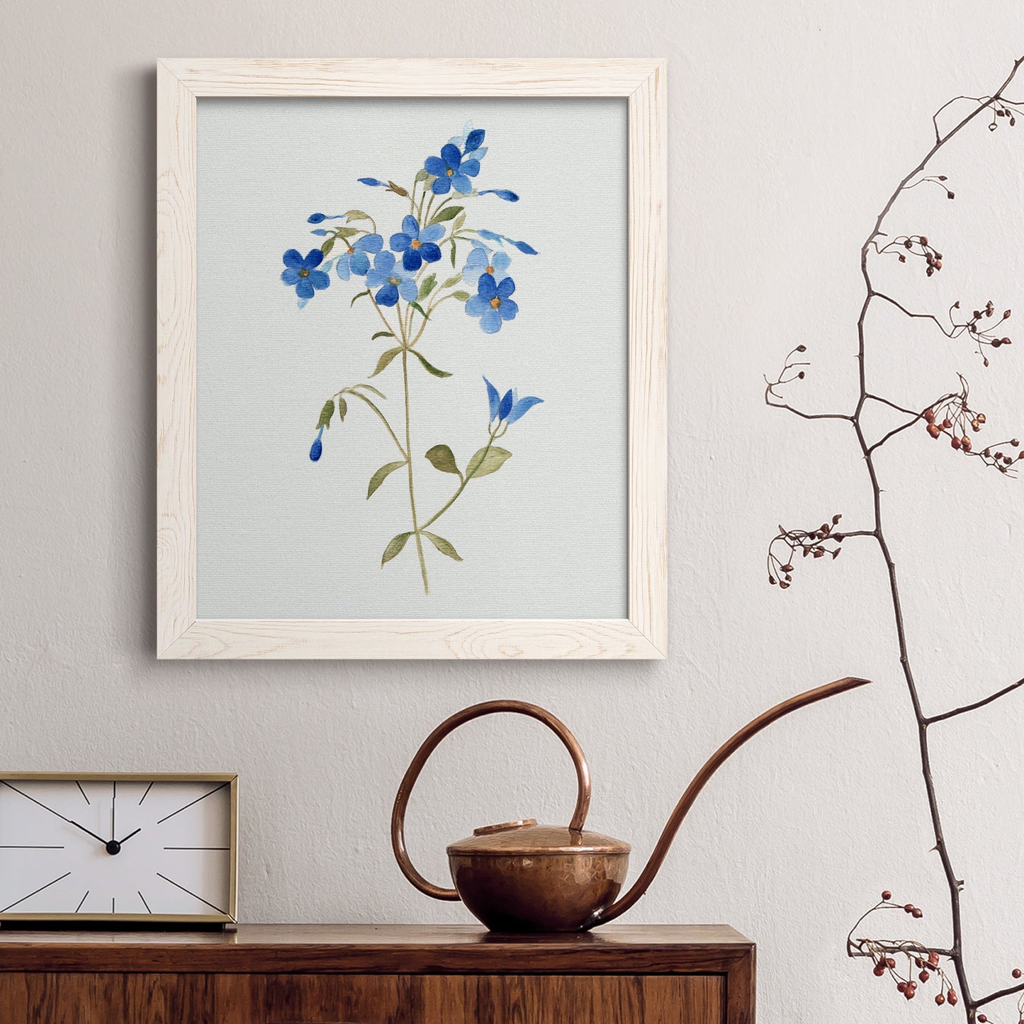 Blue Blossom Botanical II - Premium Canvas Framed in Barnwood - Ready to Hang