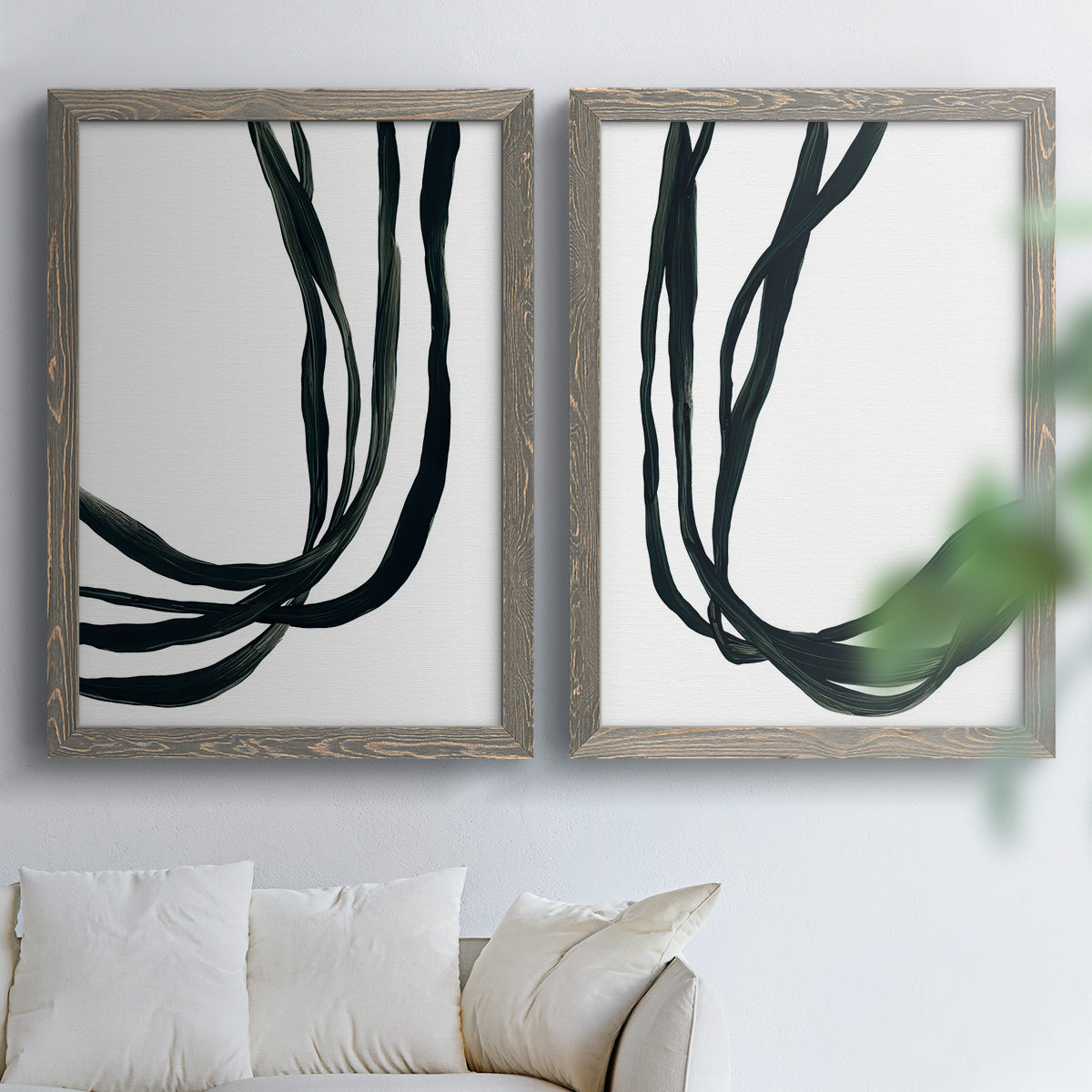 Onyx Ribbon I - Premium Framed Canvas 2 Piece Set - Ready to Hang