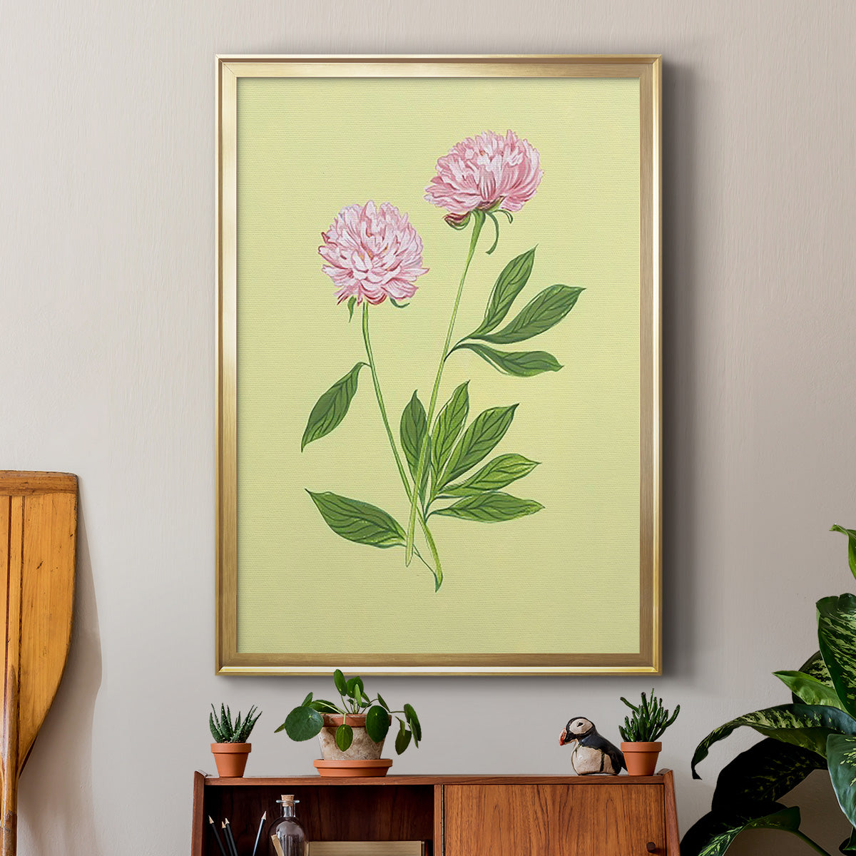 Peonies in Yellow II - Modern Framed Canvas Print