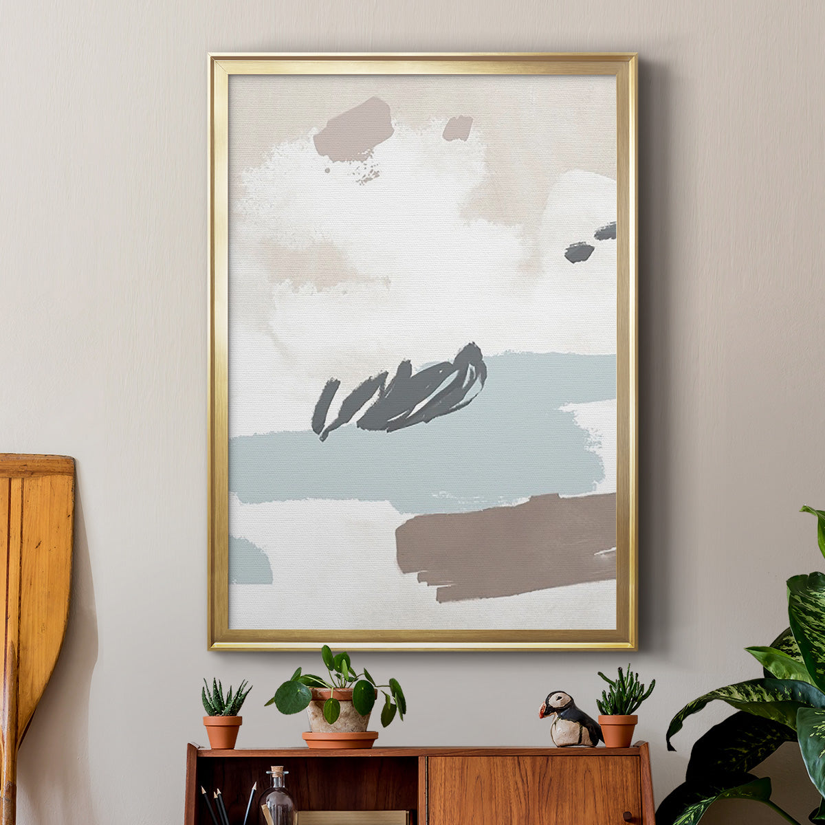 Neutral Wash II - Modern Framed Canvas Print