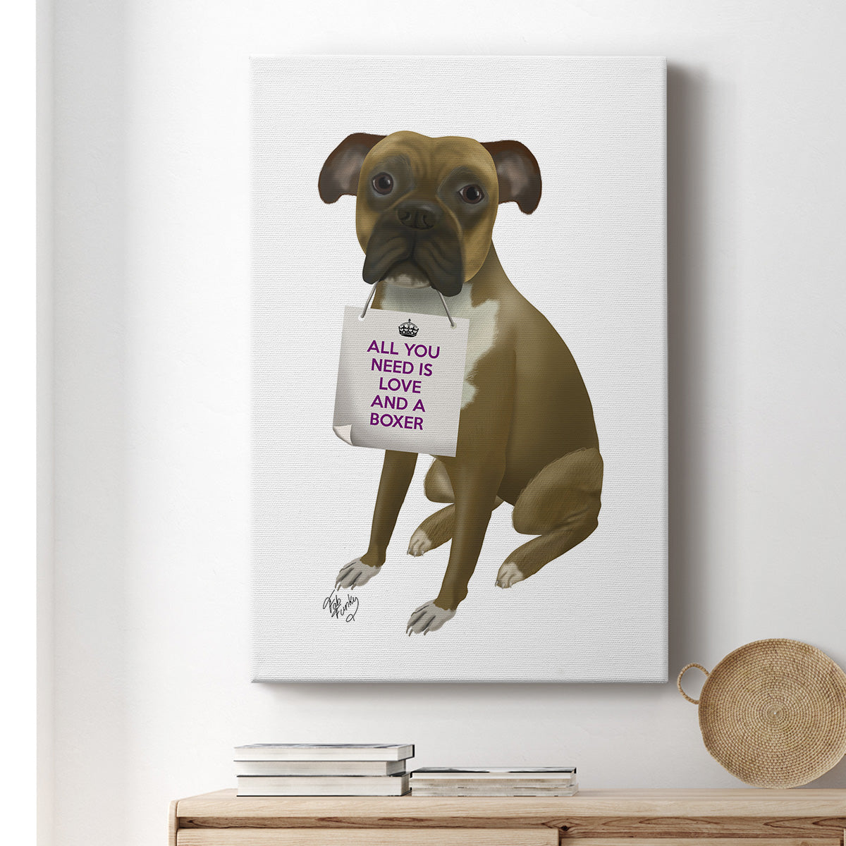 Love and Boxer Premium Gallery Wrapped Canvas - Ready to Hang