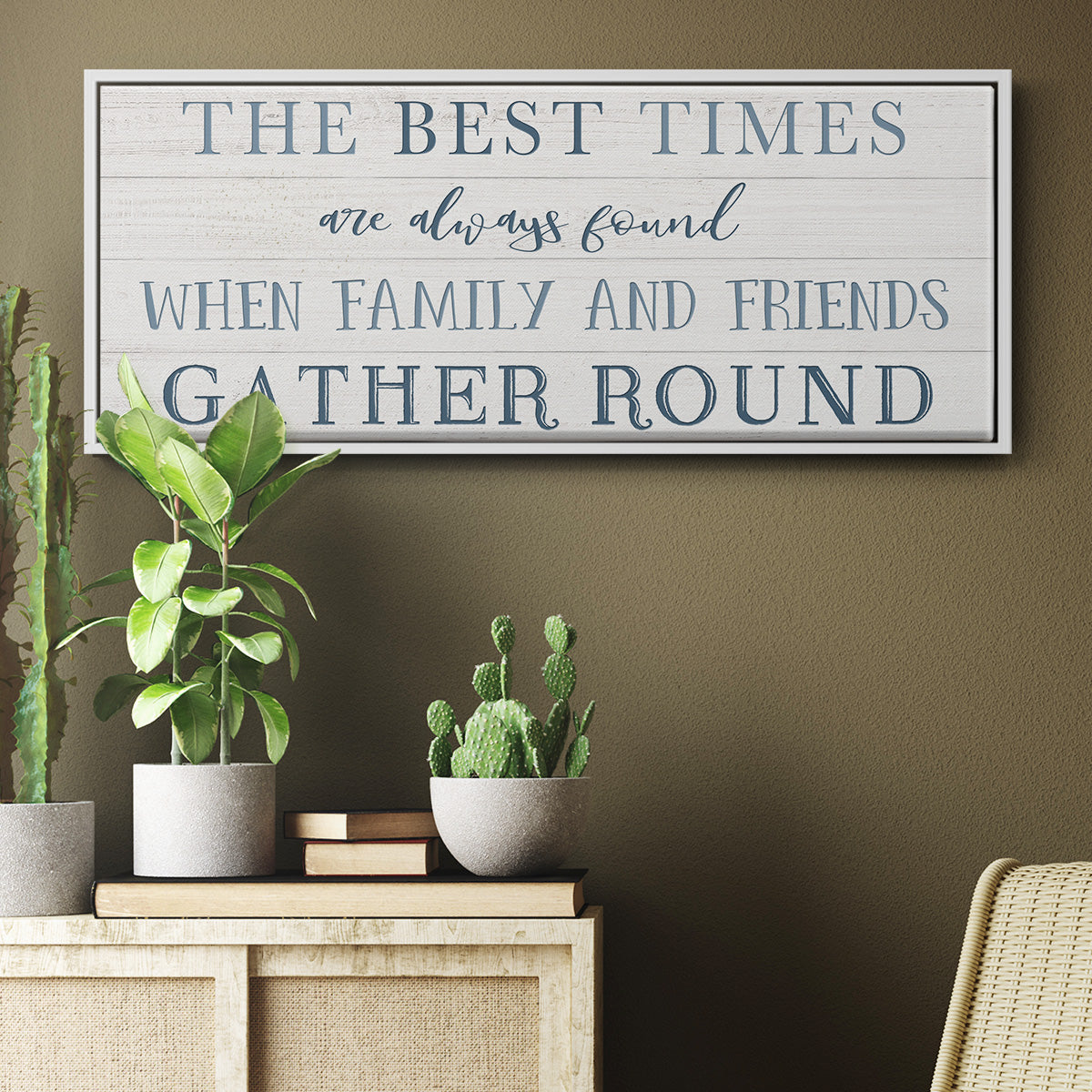 Family and Friends Gather - Floater Framed Canvas Print