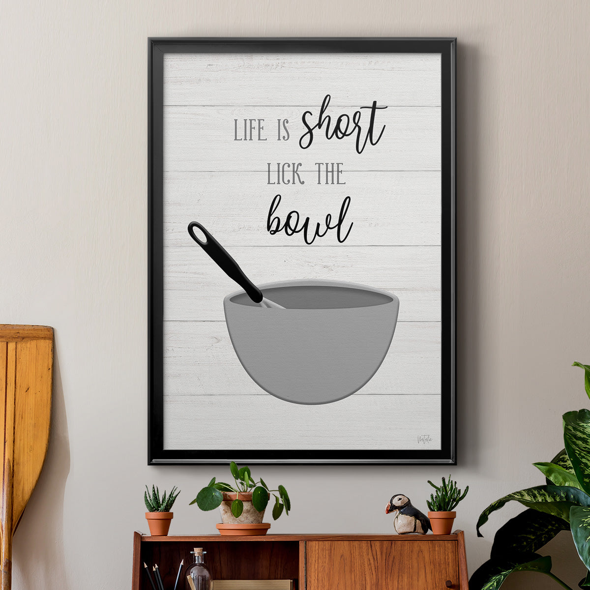 Lick the Bowl - Modern Framed Canvas Print