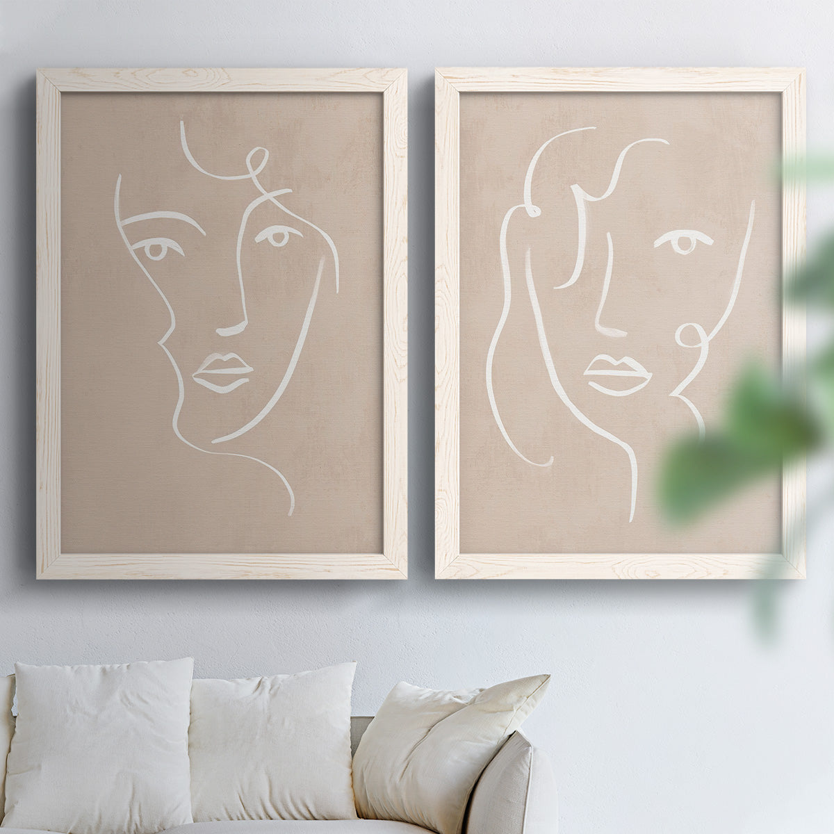 Curly Face I - Premium Framed Canvas 2 Piece Set - Ready to Hang