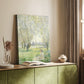 Canvas art print of a figure resting in nature with light filtering through foliage styled in a home decor setting.