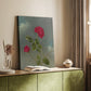 Canvas art print of a simple floral composition with gentle tones and texture styled in a home decor setting.