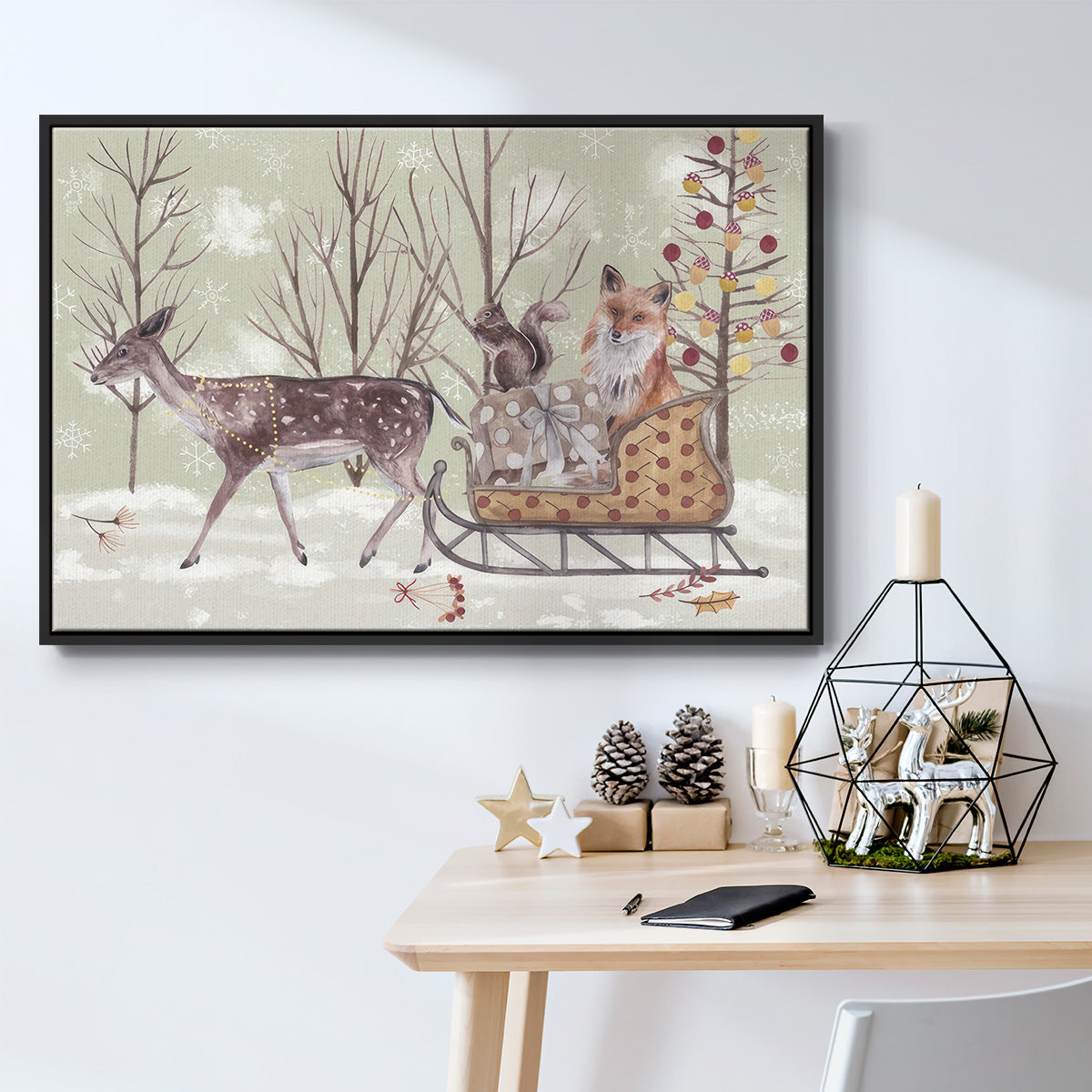 Christmas Time Collection A - Framed Gallery Wrapped Canvas in Floating Frame