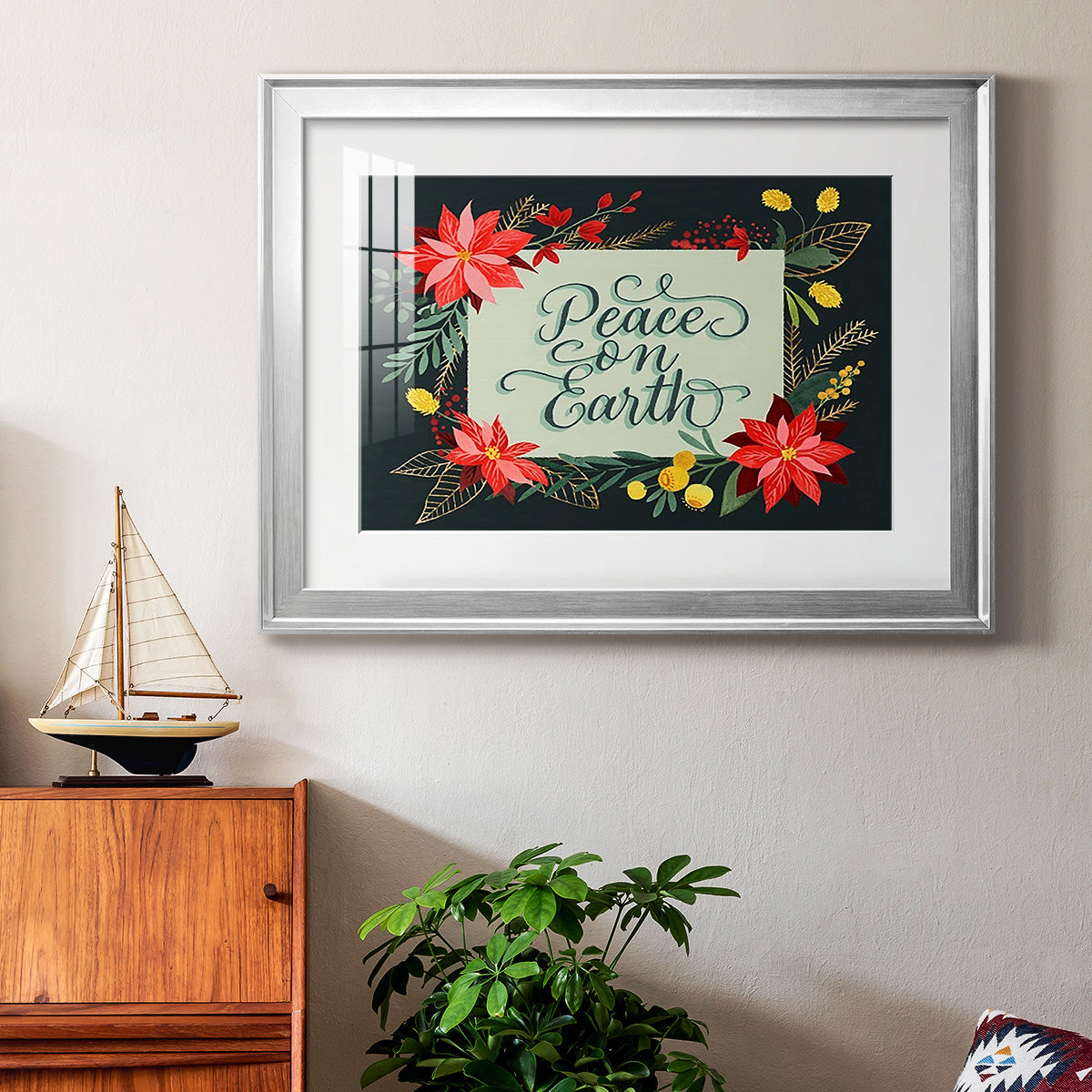 Bright Christmas Night  II - Modern Framed Art Print