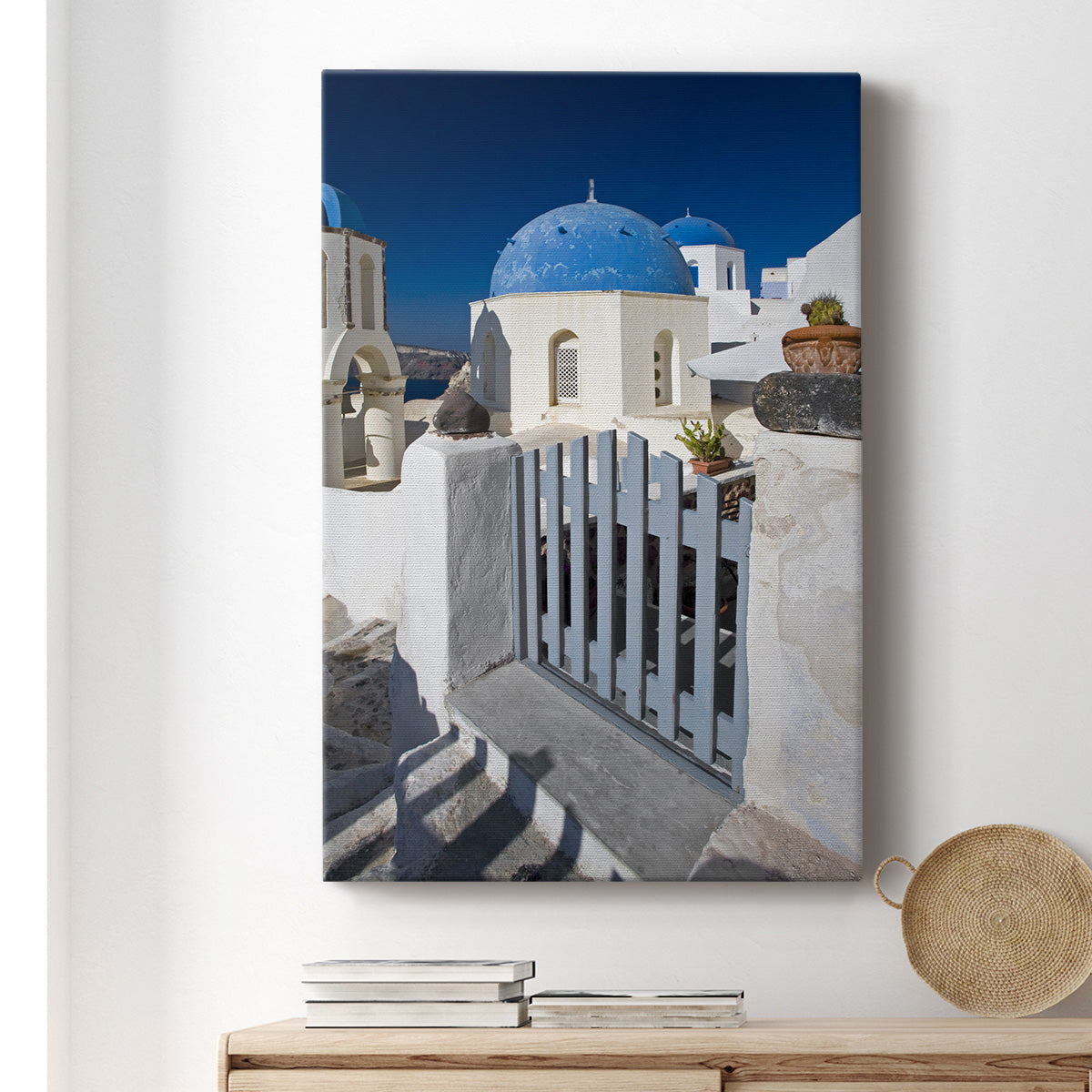 Santorini Sidewalk Premium Gallery Wrapped Canvas - Ready to Hang