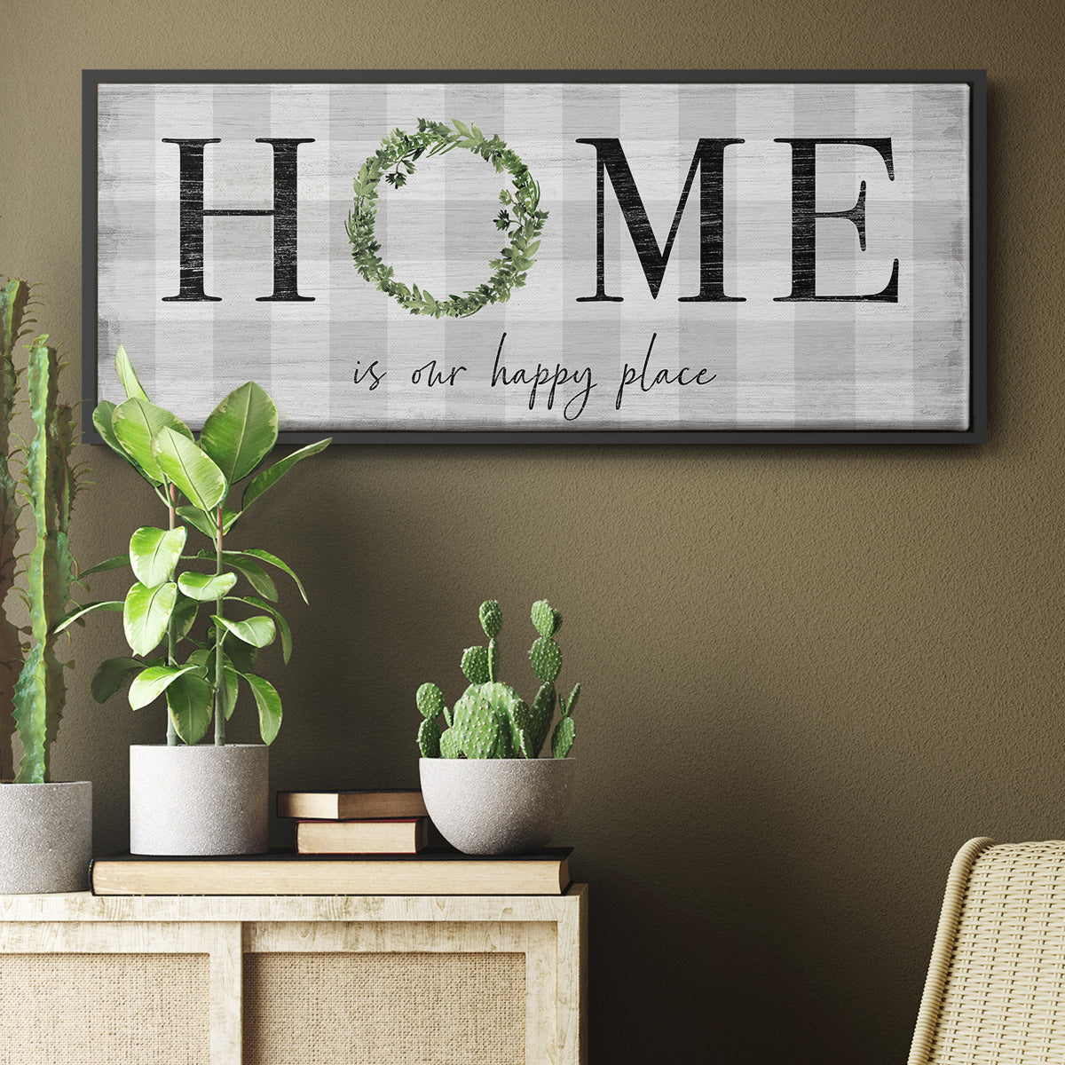 Home is Our Happy Place - Floater Framed Canvas Print