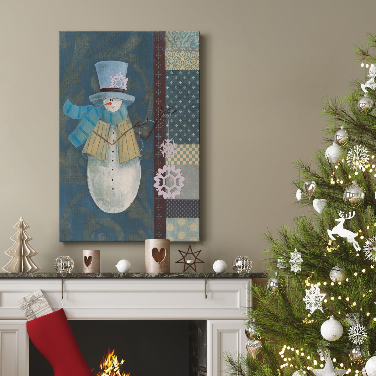 Snowman Patchwork III Premium Gallery Wrapped Canvas - Ready to Hang