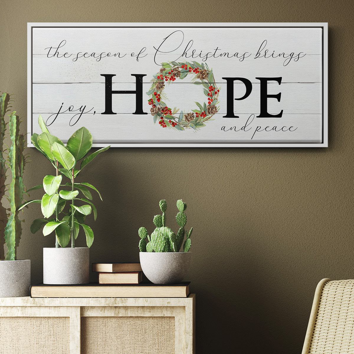 Joy Hope and Peace - Floater Framed Canvas Print