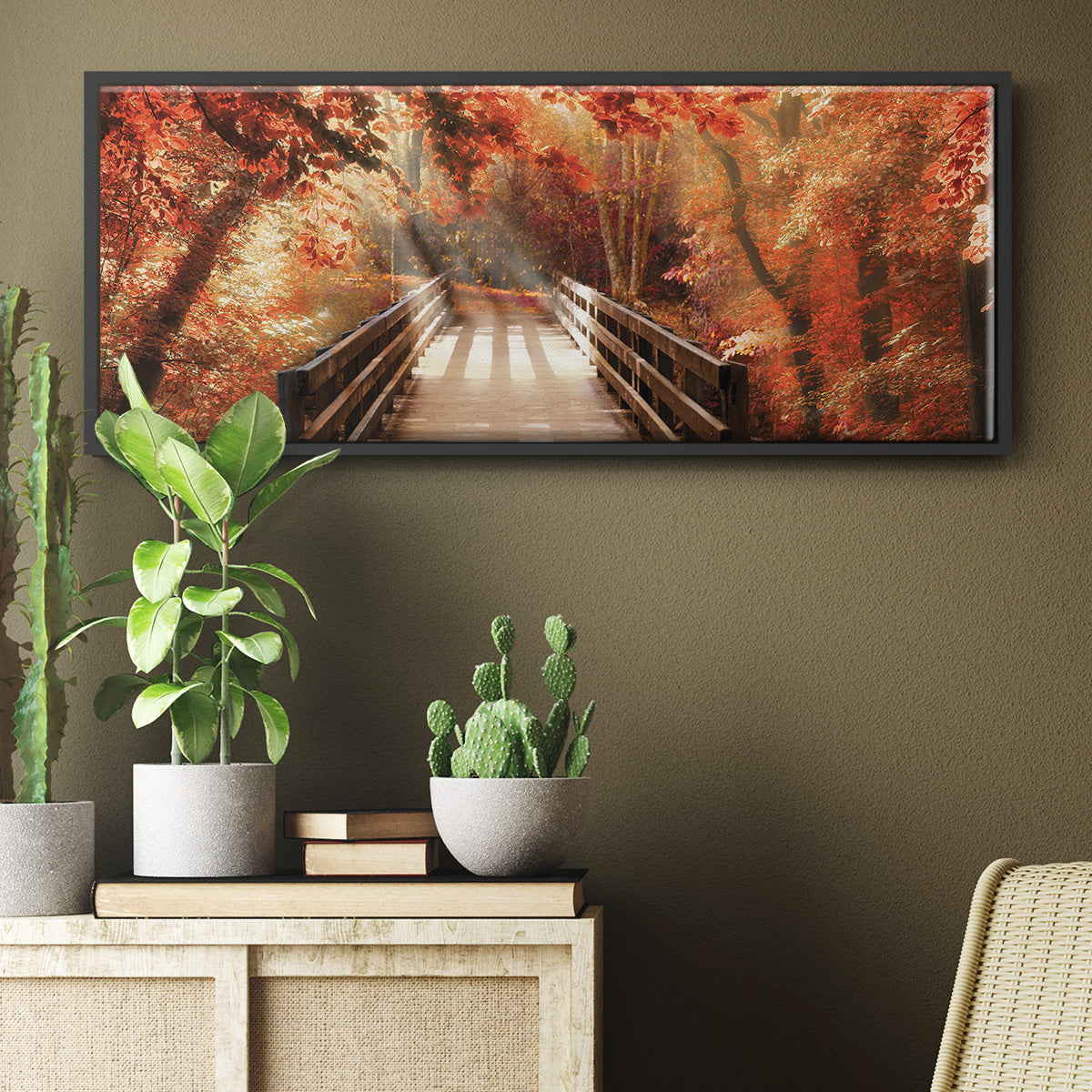 Autumn Bridge - Floater Framed Canvas Print