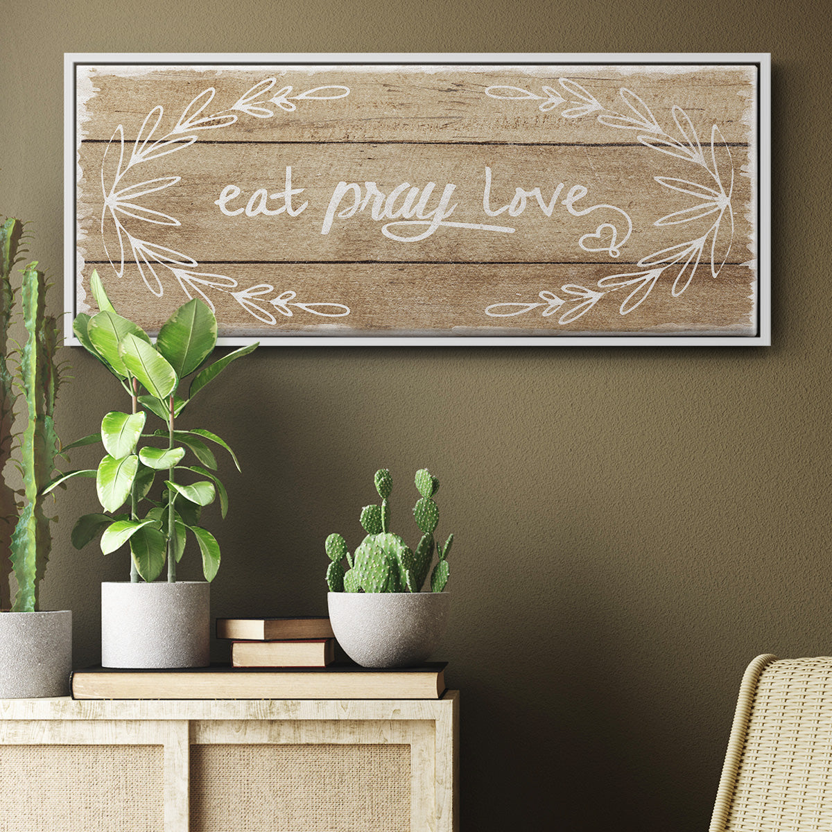 Eat, Pray, Love - Floater Framed Canvas Print