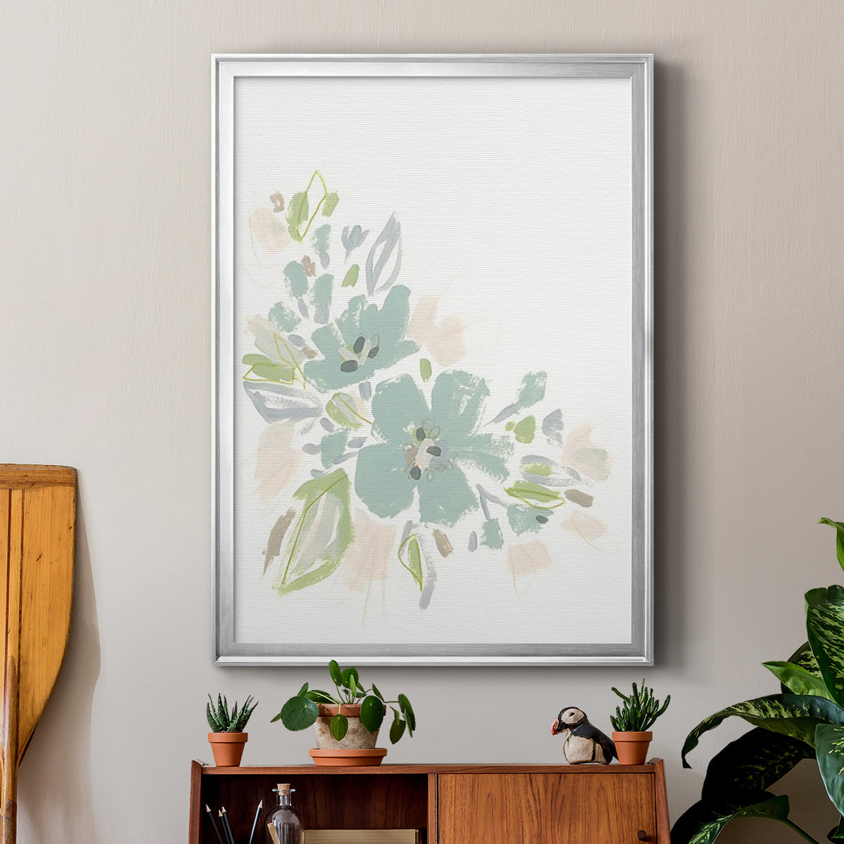 Seafoam Petals I - Modern Framed Canvas Print