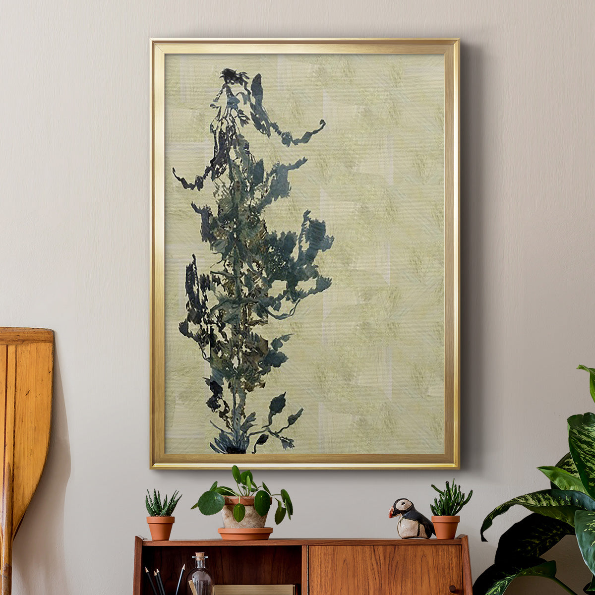 Chinoiserie 2 Tan II - Modern Framed Canvas Print