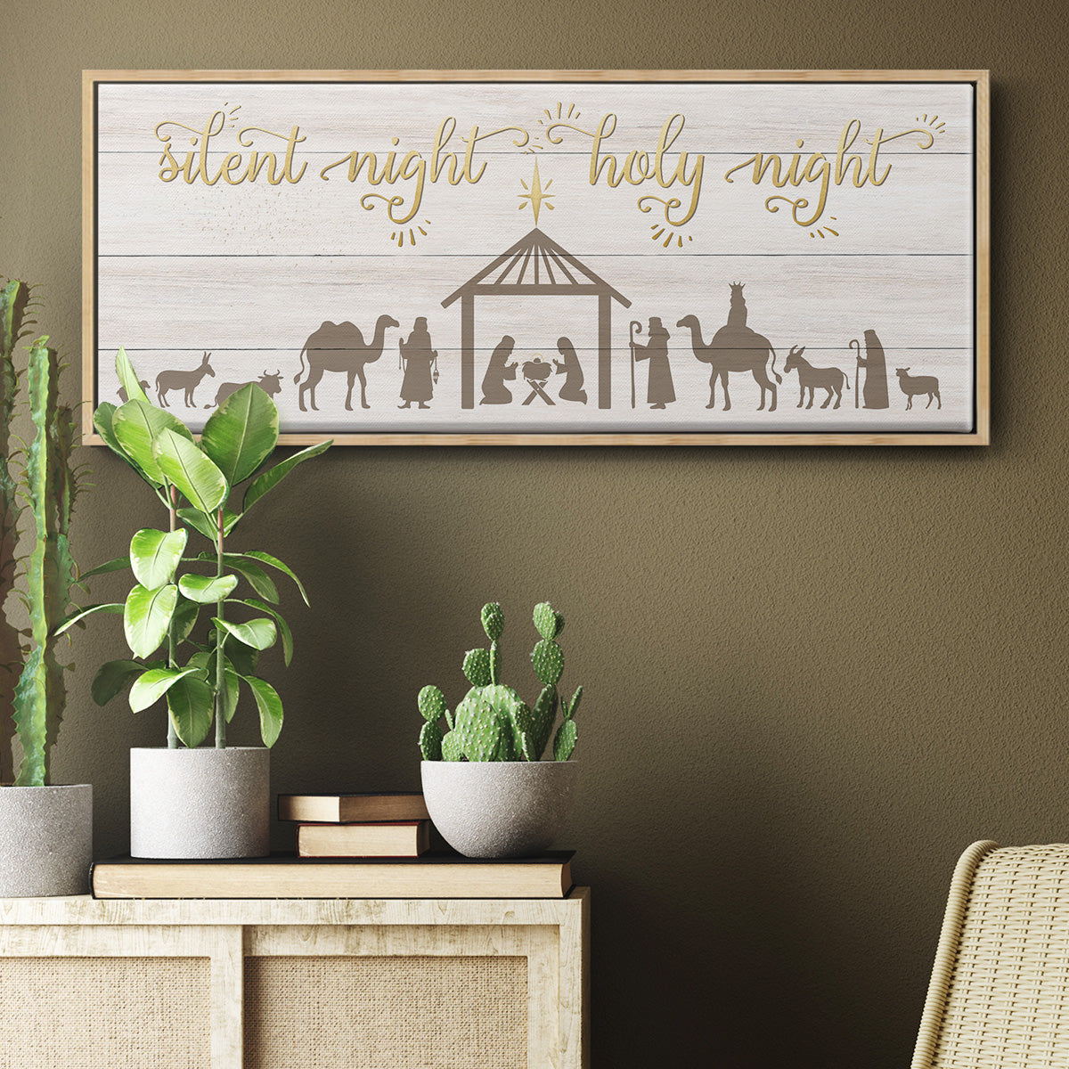 Silent Night Nativity - Floater Framed Canvas Print