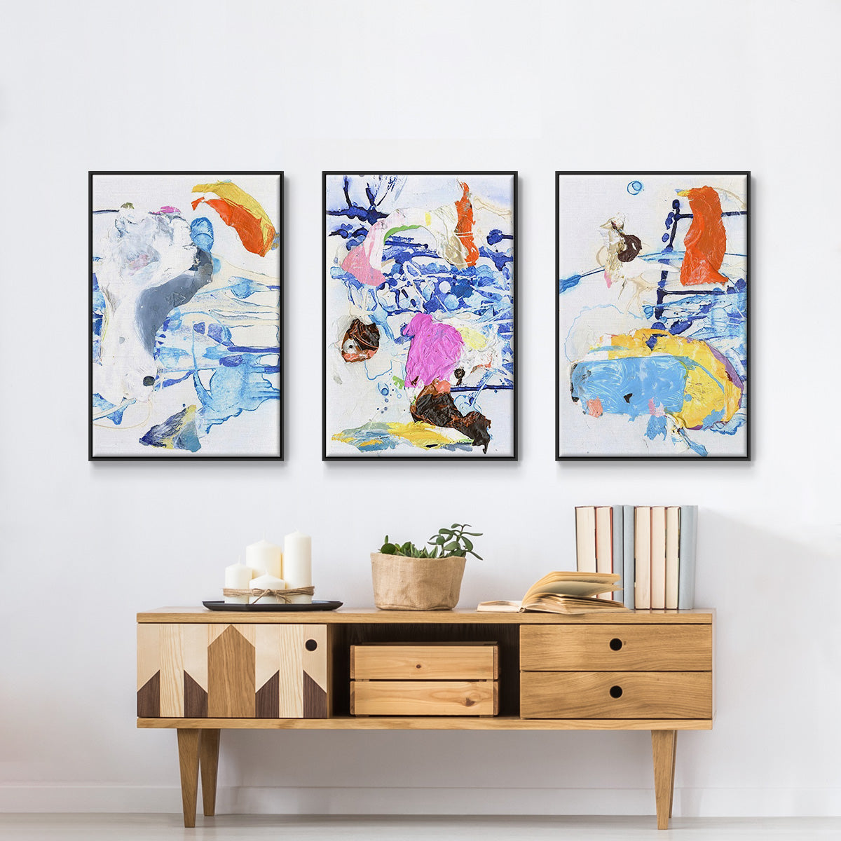 Evidence I - Framed Premium Gallery Wrapped Canvas L Frame 3 Piece Set - Ready to Hang