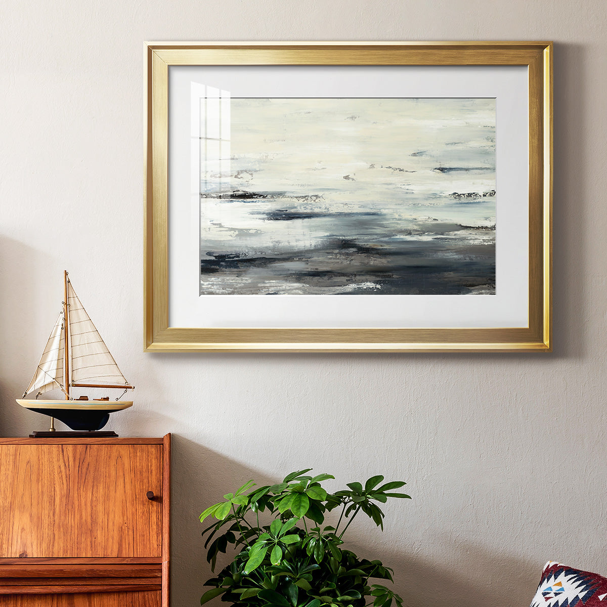 On The Stormy Seas - Modern Framed Art Print