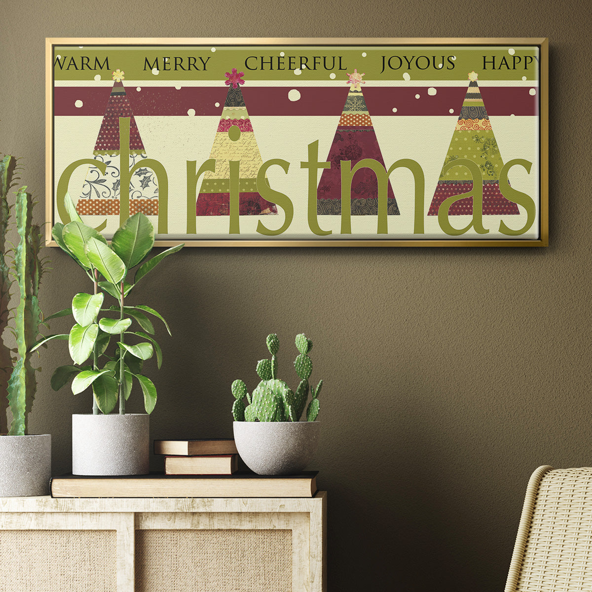 Happy Merry Joyous - Floater Framed Canvas Print