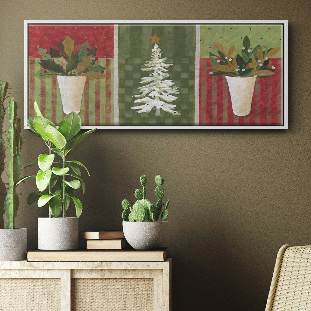 Holiday Greenery - Floater Framed Canvas Print