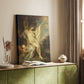 Canvas art print of a mythological composition with flowing forms and soft light styled in a home decor setting.