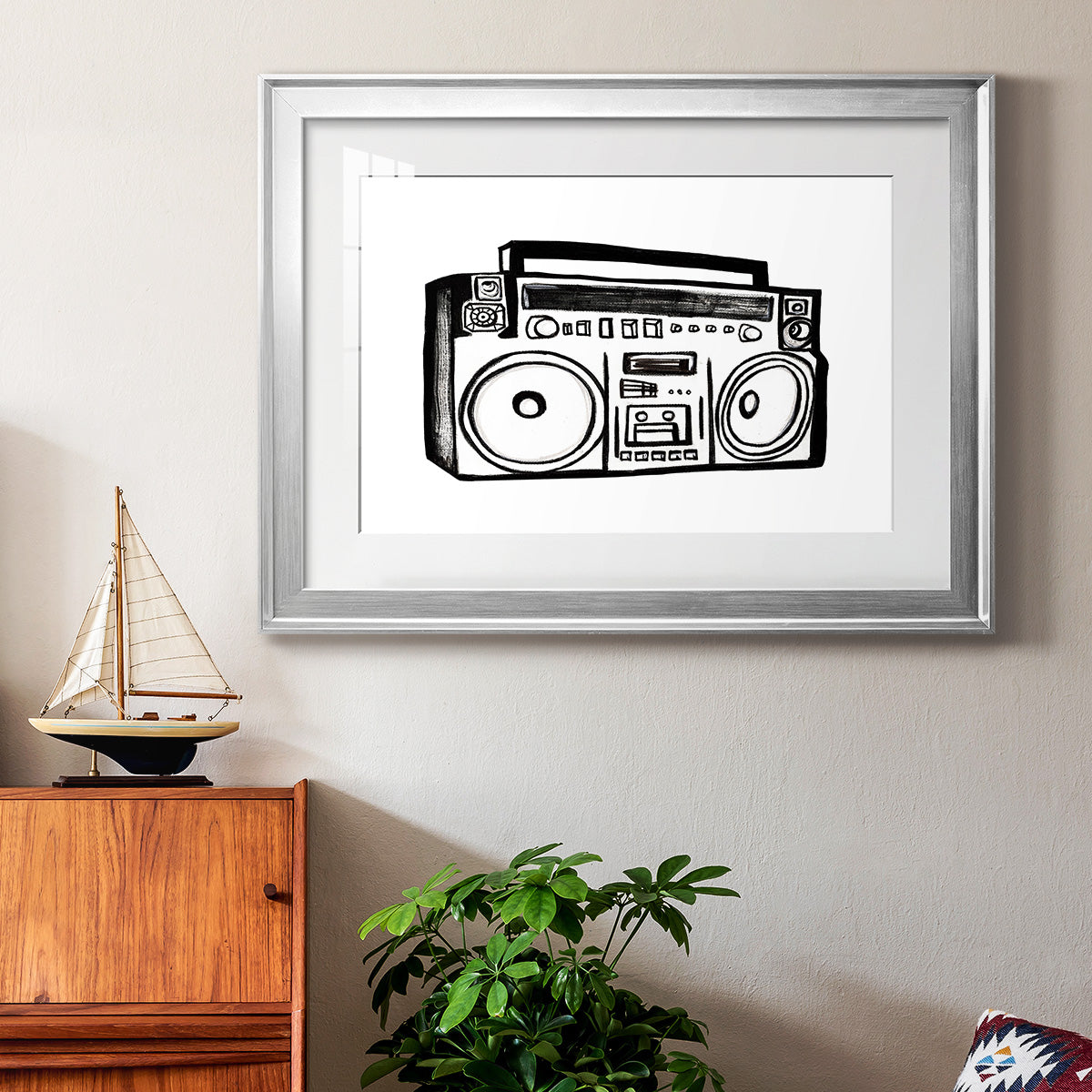 Boombox Sketch Premium Framed Print - Ready to Hang