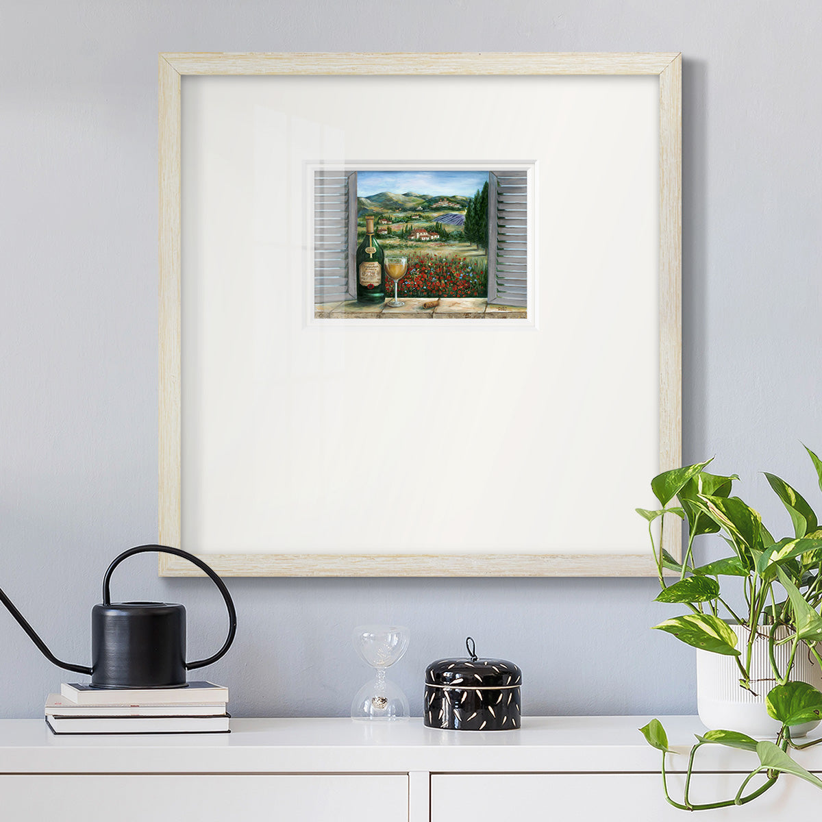 Tuscan White and Poppies Premium Framed Print Double Matboard