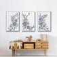 Periwinkle Patch I - Framed Premium Gallery Wrapped Canvas L Frame 3 Piece Set - Ready to Hang