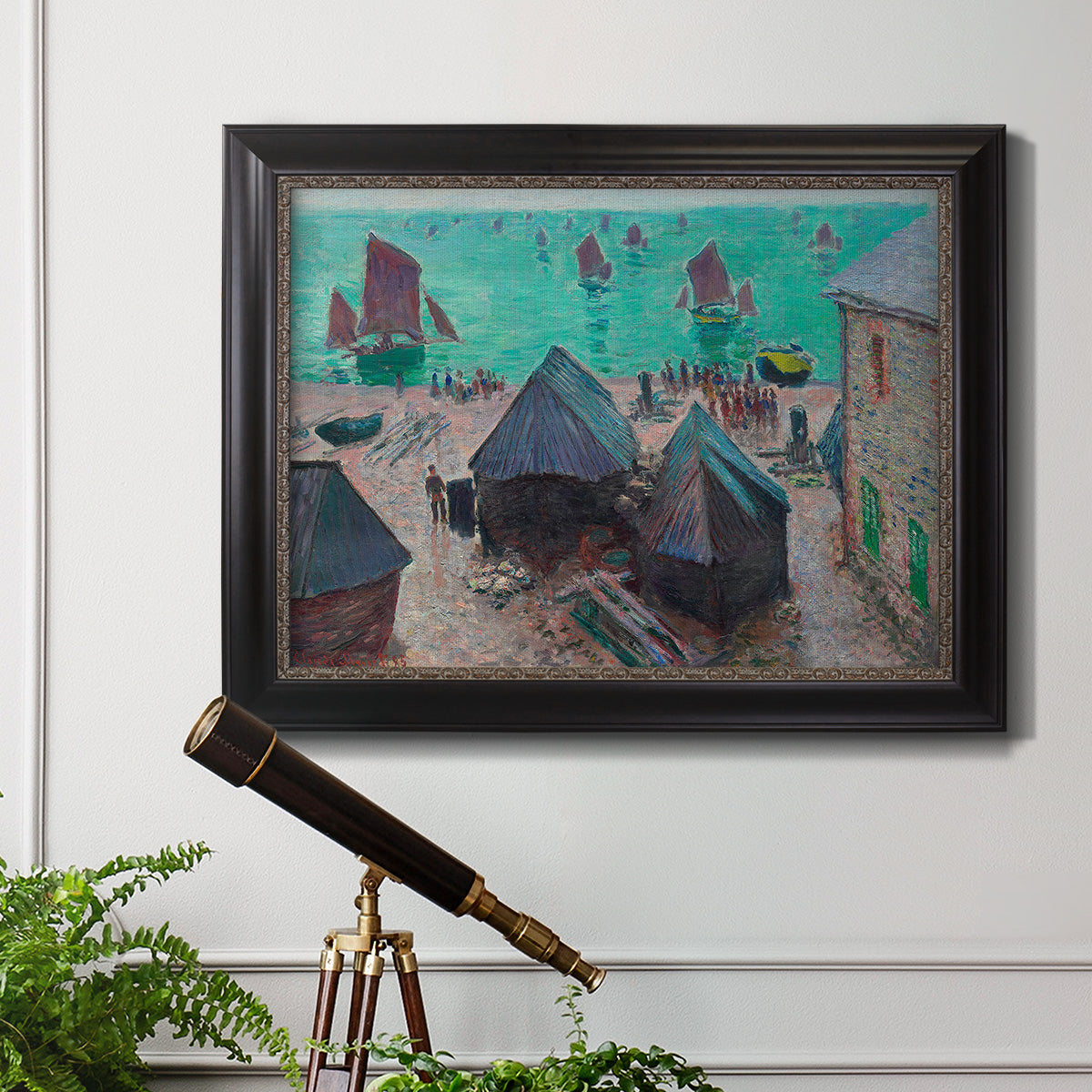 The Departure of the Boats Etretat - Ornate Framed Canvas Print