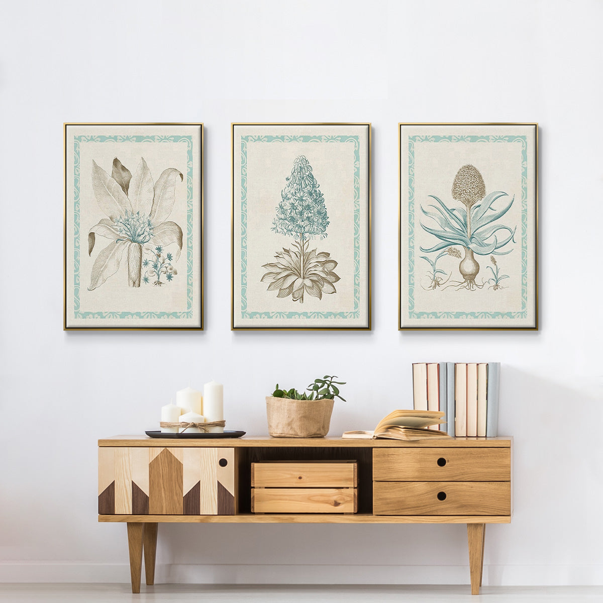 Willow Blue Besler IV - Framed Premium Gallery Wrapped Canvas L Frame 3 Piece Set - Ready to Hang