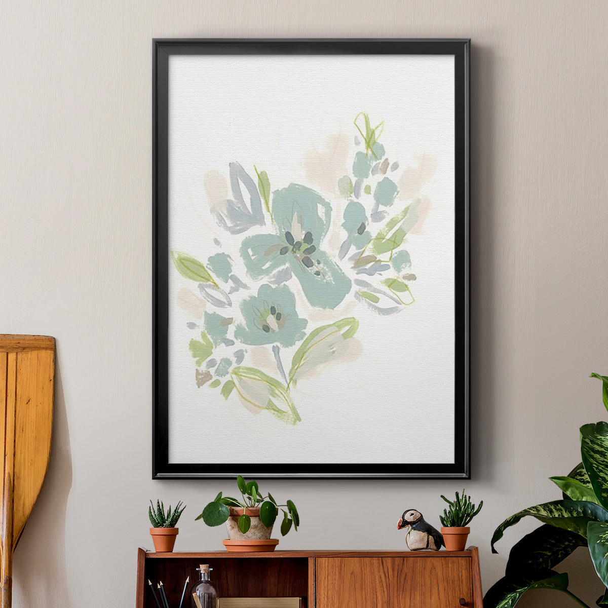 Seafoam Petals III - Modern Framed Canvas Print