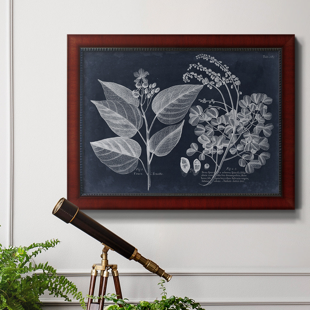 Foliage on Navy III Premium Framed Canvas- Ready to Hang