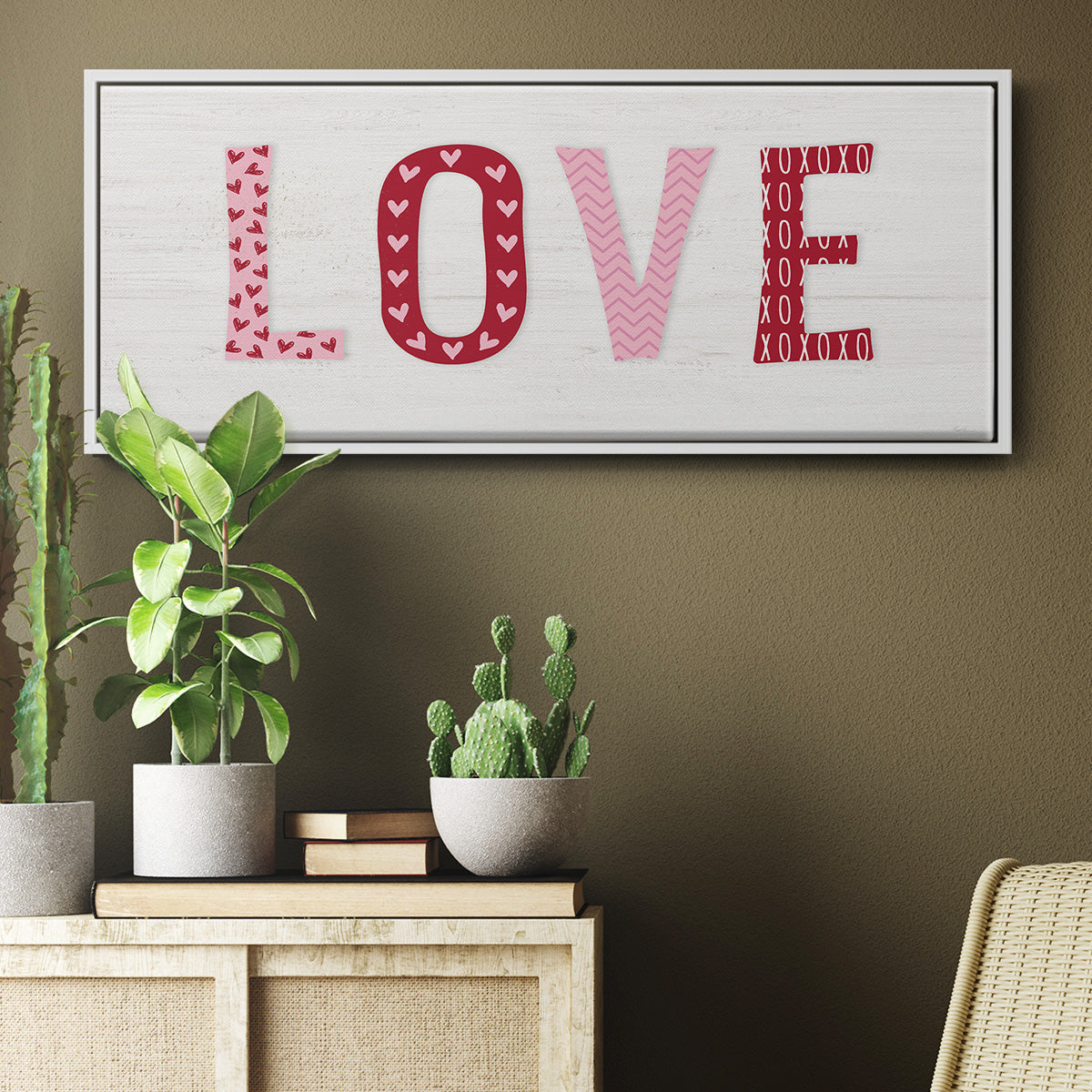 Patterned Love - Floater Framed Canvas Print